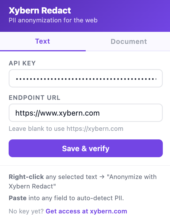 Xybern Redact Chrome Extension